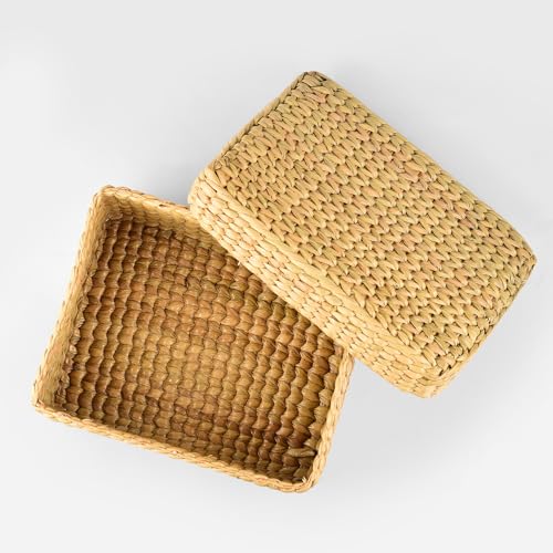 Image of Handwoven Seagrass Storage Basket with Lid | Natural Eco-Friendly Organizer Box for Home, Kitchen, Wardrobe, Bathroom, Toys & Accessories | Decorative Multipurpose Basket