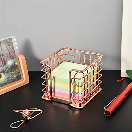 Sirmedal Rose Gold Self-Stick Note Pad Holder Memo Note Cube Holders For Office Home Schools Desk Supplies #TOP3