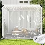 Lona Transparente Impermeable,Lona Transparente De PVC Al Aire Libre con Ojales,Lona Resistente a La Intemperie,Lonas De Vinilo Transparentes De PVC De 0,3mm,WxH-3.3x3m/10.8x9.8ft
