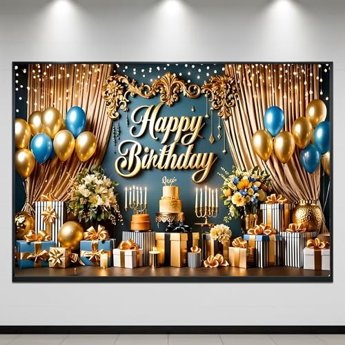 Image of Happy Birthday Theme Backdrop Banner 5x7 ft - Digital Print Cloth Background, Reusable Birthday Party Wall Decoration for Girls, Photo Booth & Stage Decor (BD 14)