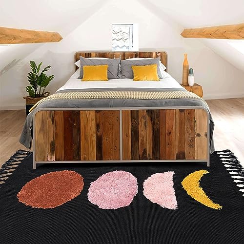 Linromia MOON PHASES RUG Boho Area Rug, 3' X 5' Woven Tufted Moon Phases Cotton Rug thumb #5