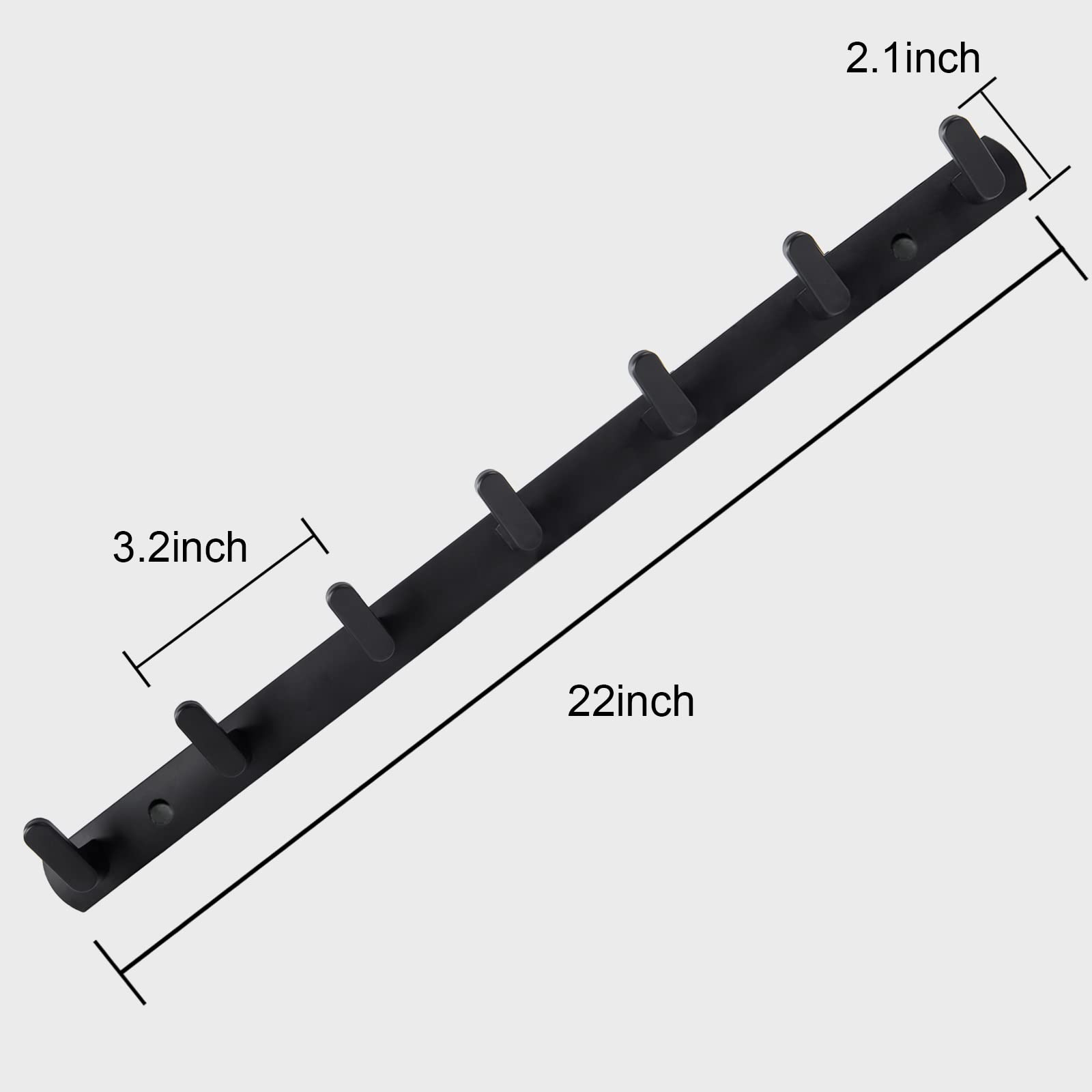 Appendiabiti da parete con 7 ganci, appendiabiti da parete nero, appendiabiti moderno da parete, appendiabiti adatto per soggiorno, ingresso, camera da letto, cucina, bagno, ecc.