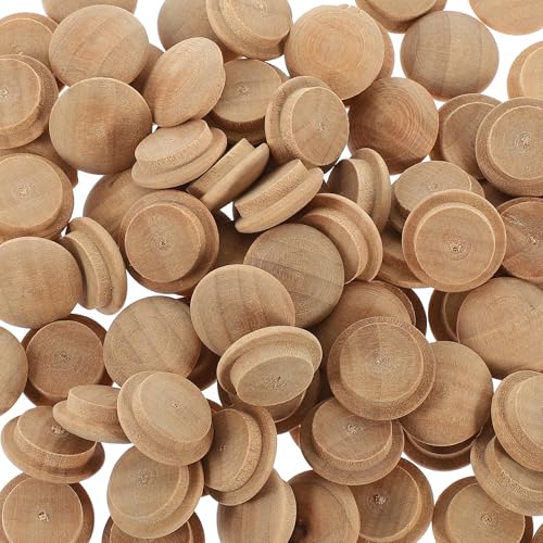 JECOMPRIS Tapones de Madera para Agujeros Redondos 20mm X 15mm, 100 Unidades, Cubre Tornillos para Muebles y Escaleras, Accesorio Funcional para Embellecer y Proteger Orificios en Gabinetes