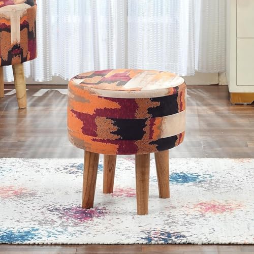 Image of Printed Ottoman Stool for Living Room Ottoman Pouffes for Sitting Puffy Stool, Zigzag