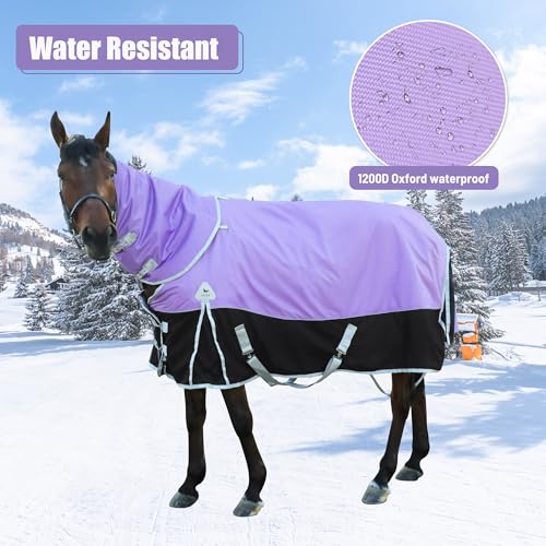 2025 Upgrade 1200D Horse Blanket Winter,220-Gram Polyester Filling 1200D Premium Horse Turnout Blanket,Horse Rug Medium Weight Blanket 81 inches - Image 3