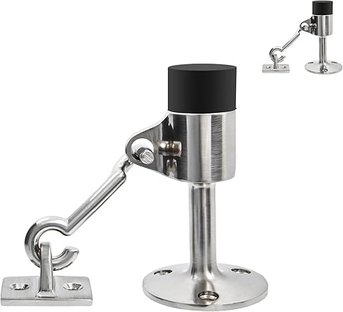 Miniatura 1 de HOMOTEK Paquete de 2 topes de gancho de pestillo resistentes, tope de soporte de puerta con amortiguador de sonido, protector de pared de goma para