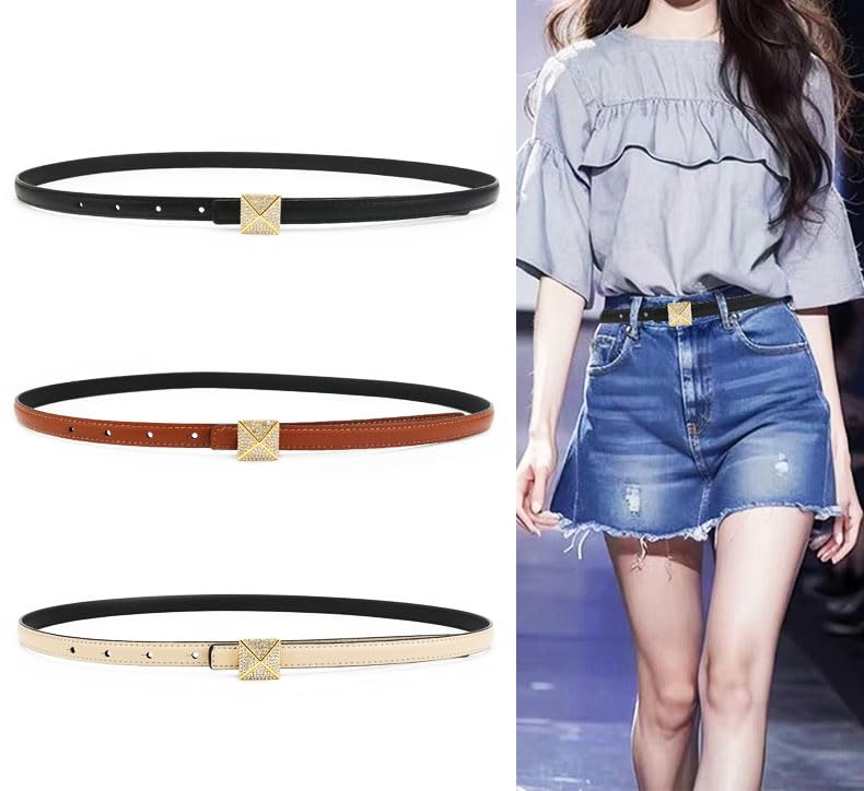 Women Leather Belt Fashion Skinny Belt Ladies Diamond Belt Luxury Leather Belt for Jeans Dress2