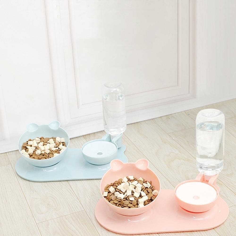 Cat Bowls and Dishes Dog Bowl Cat Bowl Water Dispenser Automatic Water Storage Pet Dog Cat Food Bowl Food Container with Waterer Pet Feeder Pink