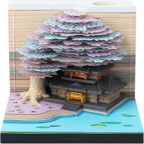 3Dカレンダーメモパッド 2025 デスクカレンダー 3D クリスマスツリー 花の木 パンダ スペースウォーカー カレンダー メモ帳 ライト付き クリエイティブ デスク カレンダー DIY 紙彫刻 アート 学校 クラフト ホーム オフィス用 (15)