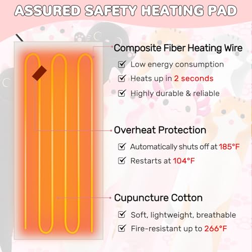 Image of Cat Heating Pad for Period Cramps, USB Power Heated Plush Stuffed Animals | Menstrual Pain Relief Portable Electric Heat Pad, Teen Girl Gifts Trendy Stuff, Funny Gift for Women Teenage Girls Cat Lovers