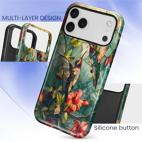 DAIZAG Case for iPhone 17 Pro Max,Mixed 2 Layer Design Shockproof Soft TPU Ddouble Protection Phone Case for iPhone 17 Pro Max-Gorgeous Hummingbird - image 3
