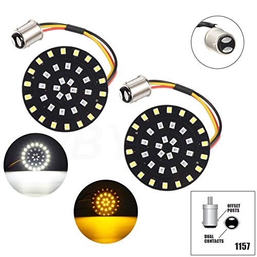 PBYMT Bullet Style 1157 Front 1156 Rear LED Turn Signal Lights Kit SMD Bulb Smoke Lens Covers Compatible for Harley Davidson Dyna Softail Touring Street Glide Road King Electra Glide 1986-2020 - Thumbnail 2