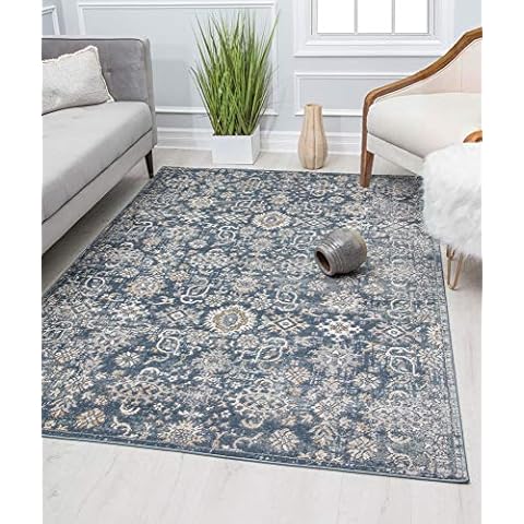 Rugs America Ludlow MD10A Palace Blue Transitional Vintage Area Rug, 5'3" x 7'0" Cover