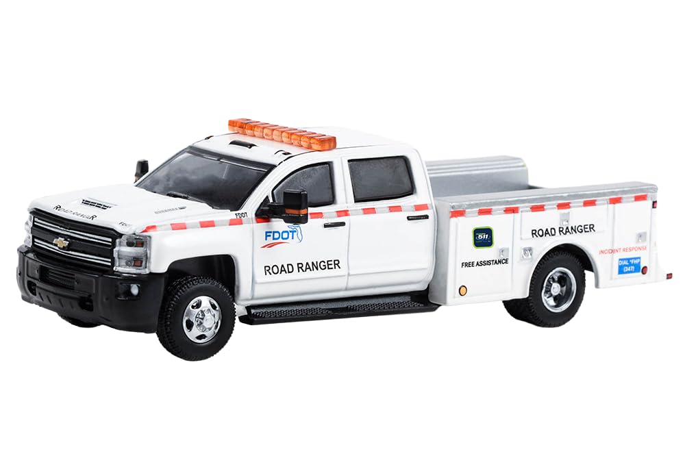 Collectibles Greenlight 46120-D Dually Drivers Series 12-2018 Chevy Silverado 3500 Dually Service Bed - Florida Department of Transportation (FDOT) Road Ranger 1/64 Scale Diecast