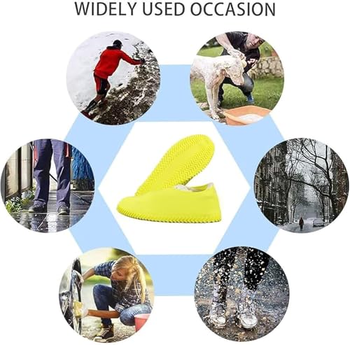 Cubrecalzados antideslizantes impermeables, para lluvia, reutilizables y plegables, para hombres y mujeres, para ciclismo al aire libre, campamento y viajes (talla pequeña, blanco) miniatura 6