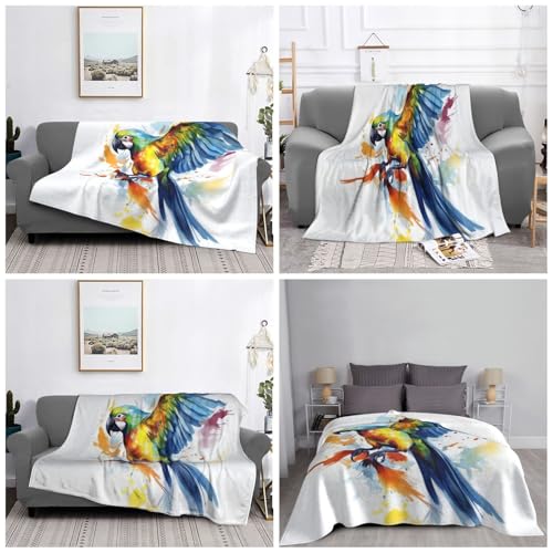 Couverture micro polaire perroquet 127x100cm pour canapé - 8