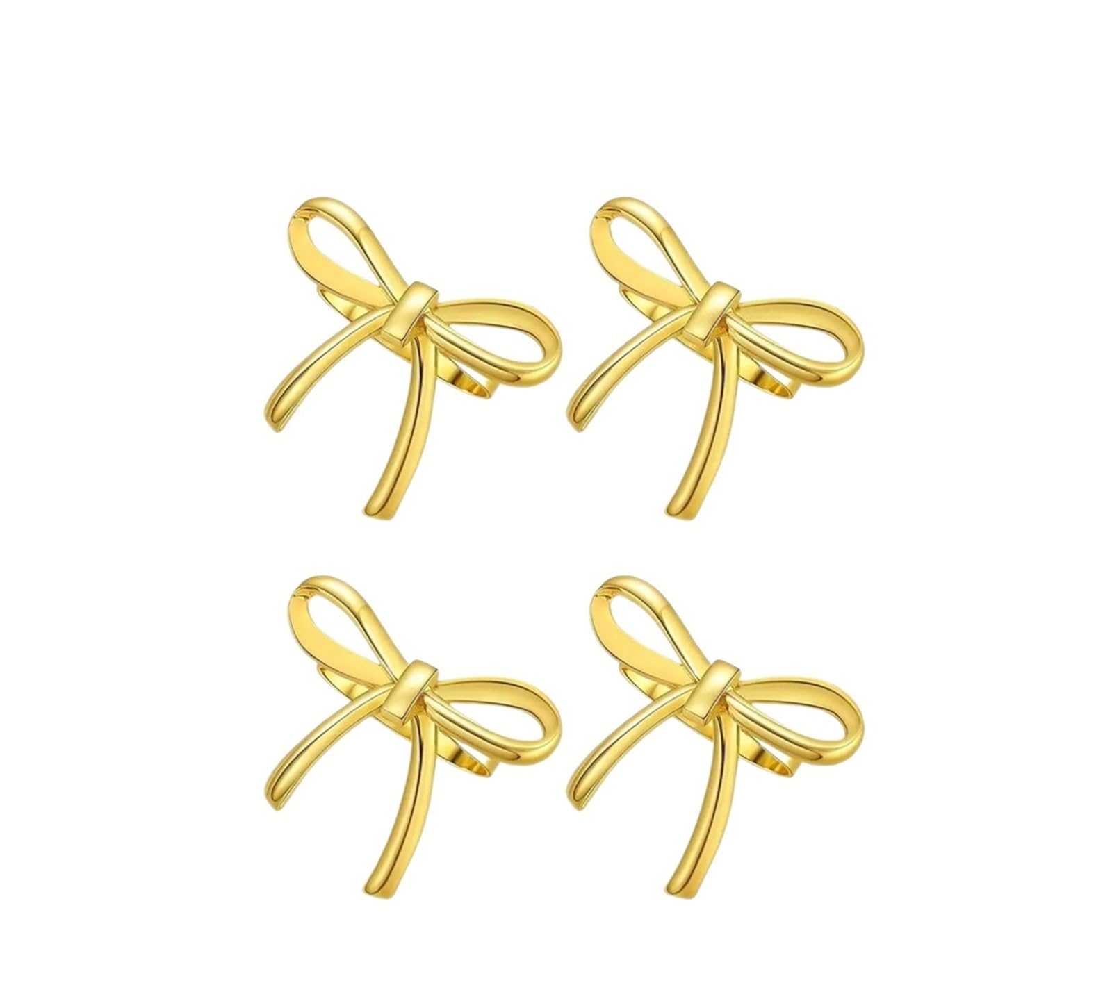 12pcs Gold Bow Napkin Rings Elegant Metal Buckle for Table Decor