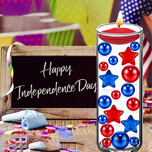 10126 Pieces Independence Day Vases Filler - 4Th Of July Vase Filler Beads, Floating Pearls Decor,Star Ornament Faux Pearls Beads For American Holiday, Dinning Table Party Home Diy Decor #TOP6