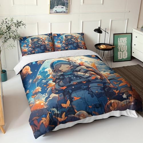 Parure de lit imprimé espace 3D avec housse couette microfibre double