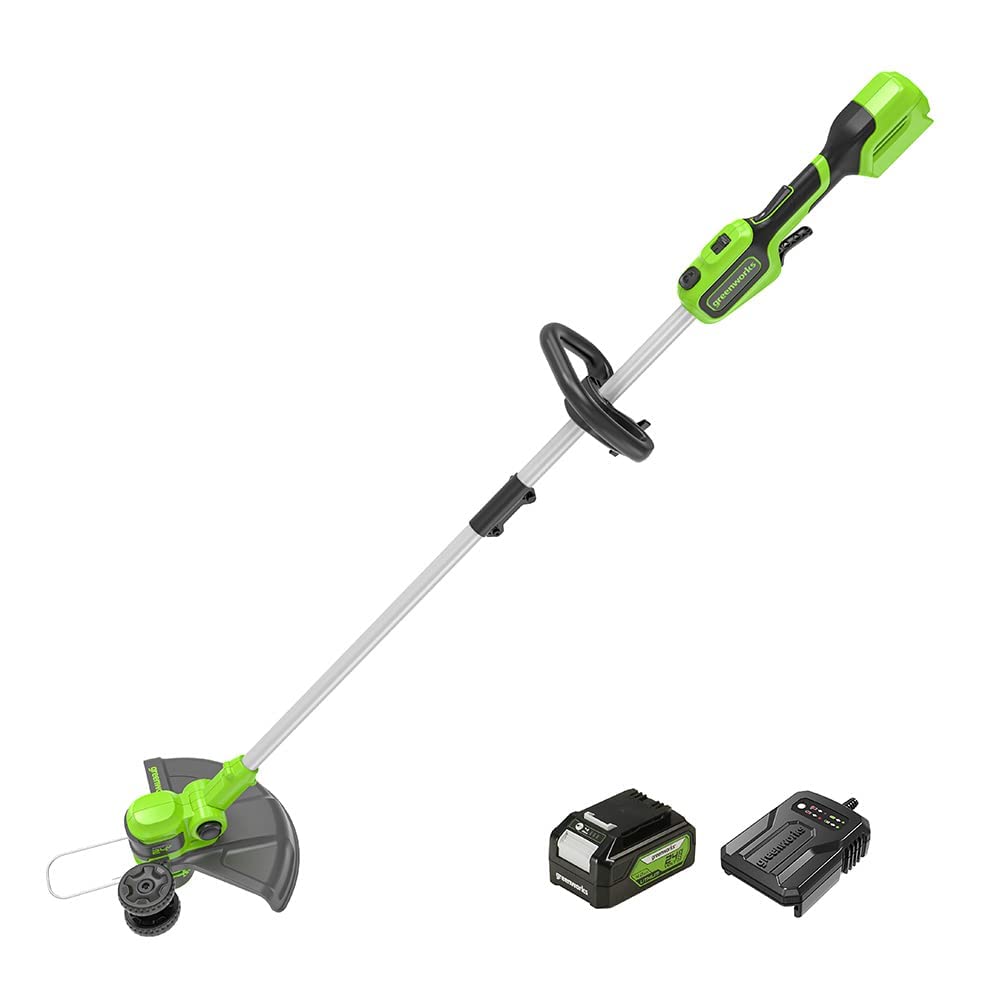 Greenworks 40V Tagliabordi con Ruota a Batteria per Giardini Piccoli e Medi, Ampiezza di Taglio 33cm, Filo di Nylon da 1,65mm con Autofeed, Batteria 40V 2Ah e Caricabatterie, Garanzia 3 Anni G40LT33K2