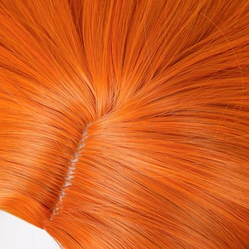 Image of LABEAUTE Unsex Cosplay Wig for Men Woman for Short Straight Cosplay Wig with Bangs for Anime Heat Resistant Hair for Party and Halloween (Medium- Length Orange Wig)
