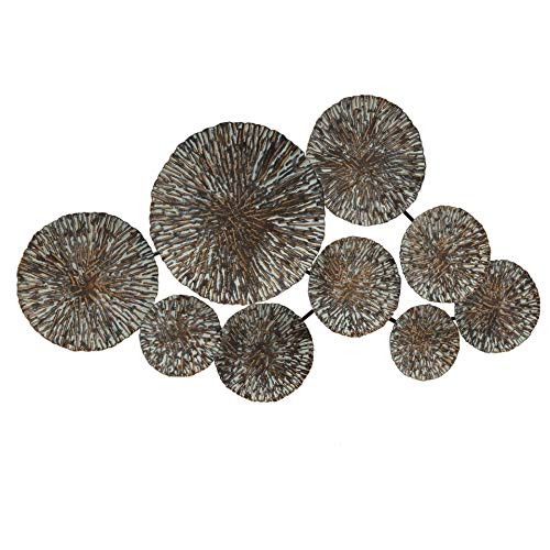 CasaJame Wandkunst Metall Kreise, antikgold & grau, 3D Wanddekoration, 70cm x 40cm, elegante Wohnzimmer & Büro Dekoration, modernes & einzigartiges Design CasaJame Wandkunst Metall Kreise, antikgold & grau, 3D Wanddekoration, 70cm x 40cm, elegante Wohnzimmer & Büro Dekoration, modernes & einzigartiges Design