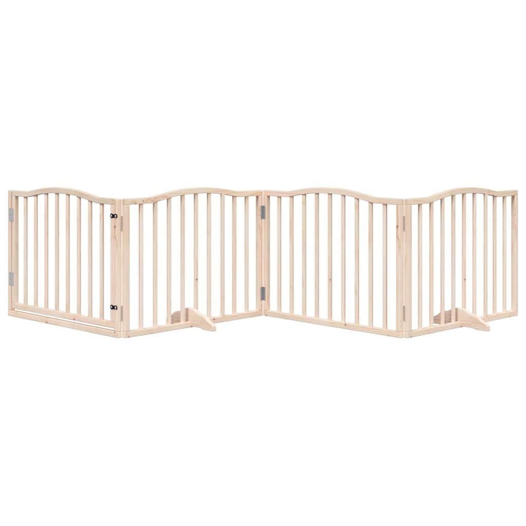 Puerta plegable para perros de madera de álamo de 320 cm con puerta, independiente, plegable, ideal como barrera, protección y seguridad para cachorros, perros, jardín, vivienda, interior y