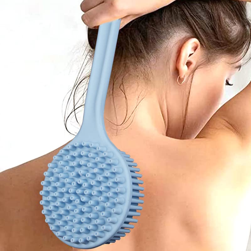 Ciel Silicone Back and body bath scrubber/cleaner/ brush for men and women-Quench Blue