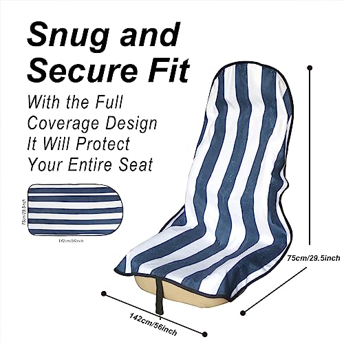 Image of Car Seat Cover Protector Front Seats,for Gym Workout,Running,Swimming,Beach and Hiking,Waterproof Sweat Towel Bucket Seat Covers for Cars SUV Trucks (Blue Stripe, 2Pcs)