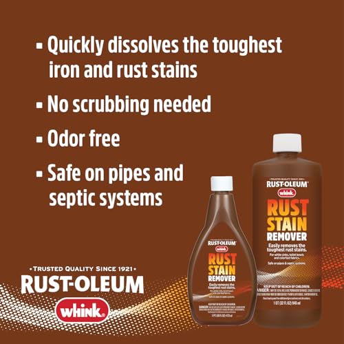 Rust-Oleum Whink Rust Stain Remover | Heavy-Duty Iron Stain Remover for White Toilets & Sinks, Colorfast Fabric & Carpets | 32 oz, unscented, liquid - image 3