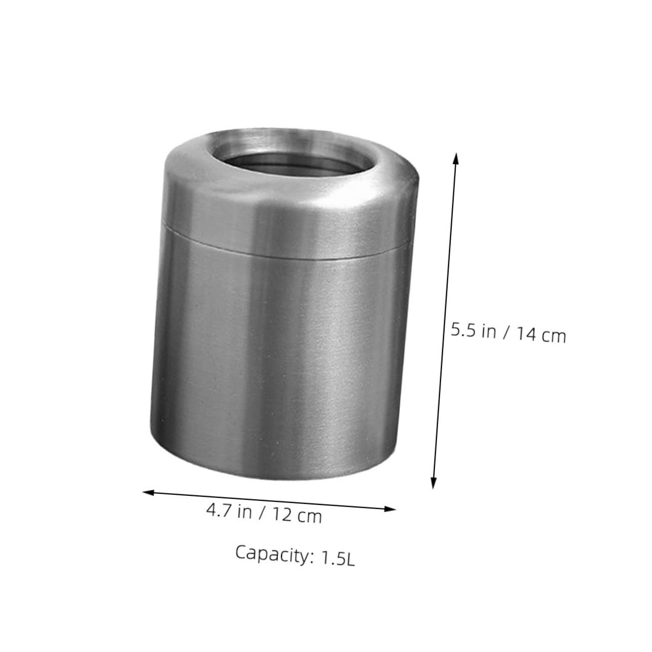 Poubelle en Acier Inoxydable 1, 5 L Argenté, Mini Corbeille de Bureau | Finition Brossée, Ouverture Pratique, Format Compact pour Table, Chambre, Salle de Bain ou Voiture