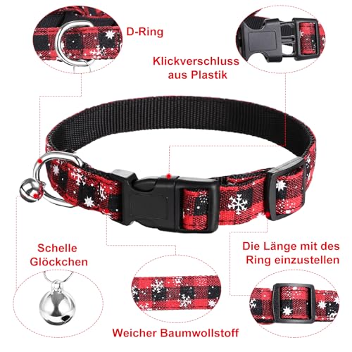 Kesote Hundehalsband Katze Halsband Hund Weihnachtshalsband Groß Hunde Hundeschleife Einstellbar Schleife Rot Weihnachten Geschenk Welpen (L)