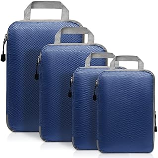 Meowoo Compression Packing Cubes for Suitcases, Extensible Compression Cubes Suitcase Organiser, Lightweight Travel Luggage Compression Bags(Navy)