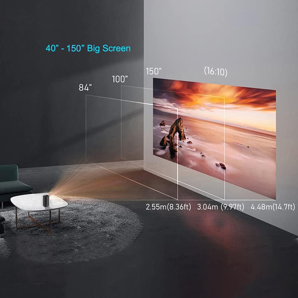 Suреr Chеар 🛒 ANXONIT Portable Projector,DLP Pico Mini Projector with Bluetooth HDMI,200 ANSI Lumen,Smart Android 8.1,Auto Focus,Rechargeable Battery (Black)