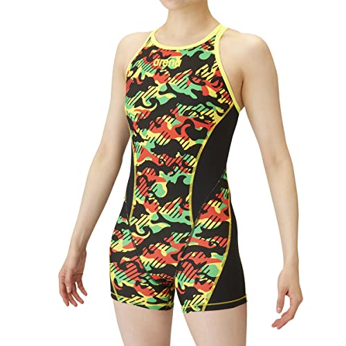 arena(アリーナ) 競泳水着 トレーニング用 レディース TOUGHSUIT タフミドルスパッツダブル グリン×ブラック×Kイエロー×イエロー×イエロー(YLBK) Oサイズ FSA-2634W