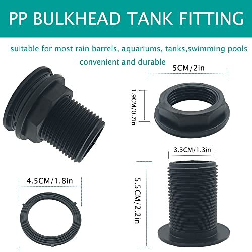 PVC Bulkhead Fittings Threaded Bulkhead Water Tank Connector for Rain ...