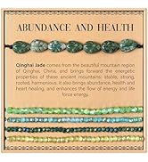 CATCHY & CRAFTY 5 Pcs Natural Stone Leaf Bracelet Crystal Glass Bead Bracelets for Women Healing ...