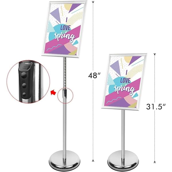Menu Display Notice Stand,A3 Poster Stand Vloerstaande Sign Holder Snap Frame Verstelbare Aluminium Sign Stand, voor Bruiloft/Business Activiteiten Display A3 zilver