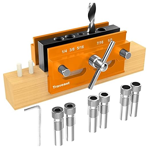 TRAVEANT Self Centering Dowel Jig Kit,Jig Drill Guide Bushings Set,Wood Working Tools Drill and Accessories,Dowel Jigs Woodworking Tools Tools for Men (Orange)