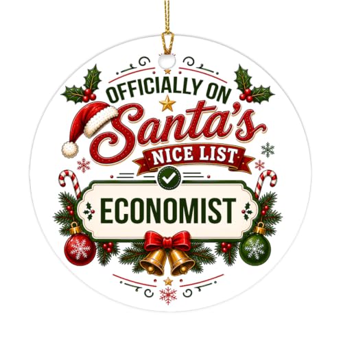 Santa's Nice List Economist Christmas Ceramic Circle Ornament