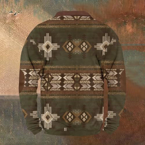 DuDubaby Cowboy Mens Hoodie Vintage Graphic Western Hoodies Casual Long Sleeve 1/4 Zip Pullover Mens Country Jacket - Image 3