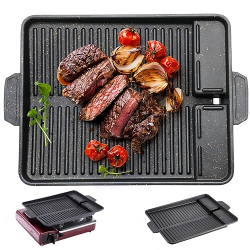Grillplatte Für Induktion Gusseisen Grillplatte Rechteckige Grillpfanne Grillaufsatz Gaskocher Camping Gaskocher Grillplattes Camping Grillplattes Antihaftbeschichtet Für Herdplatten Ofen BBQ