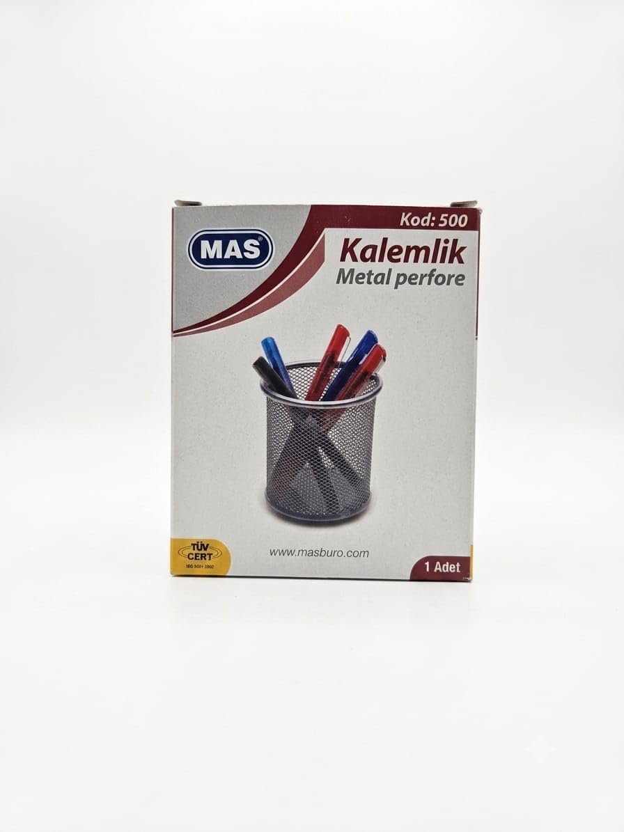 Mas Portalápices de metal perforado cilíndrico plateado 500