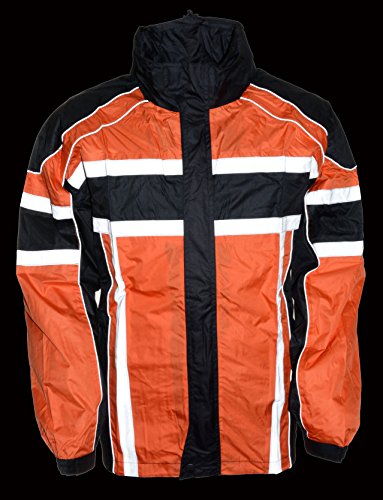 Milwaukee Leather Men's Black & Orange Rain Suit Water Resitant W/ Reflective Tape (Black, 2X) #TOP1