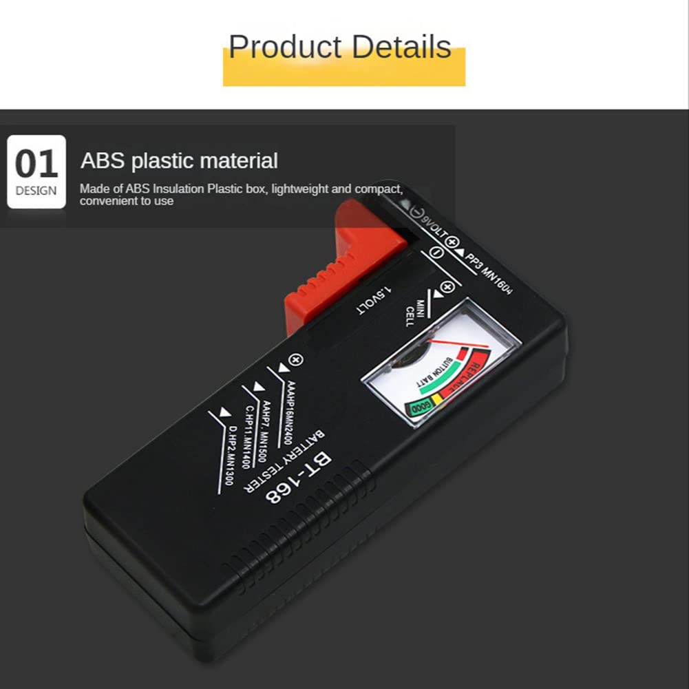 BT-168 AA/AAA/C/D/9V/1,5 V Batterie Batteria a bottone universale Misuratore codificato a colori Indicare Volt Tester Checker BT168