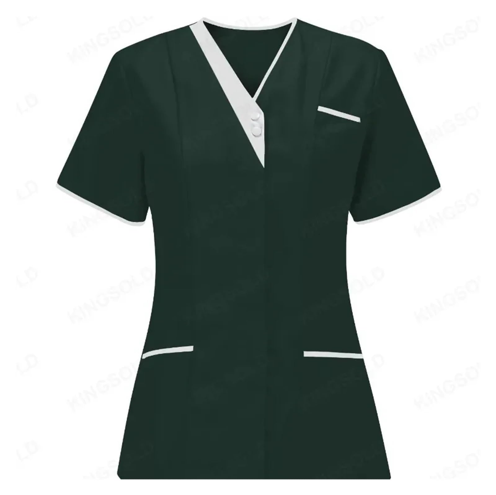 Kasacks Damen Pflege Krankenhaus-Oberteile for Händewaschen, Reine Baumwolle, Arbeitskleidung for Krankenpfleger, Oberteile, Kellneruniform, Arbeitskleidung(Green,L)