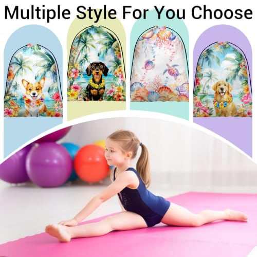 Image of Dachshund Flower Drawstring Bag Gym Pouch Bags for Storage Cloth Shoes