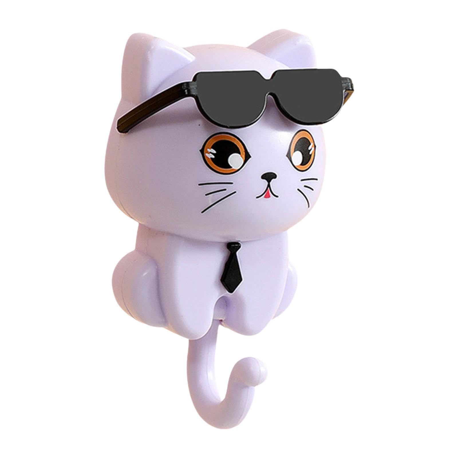 Pixzcsa Violet For Creative Coat Hook With Retractable Cat Key, 4.5X8.5cm