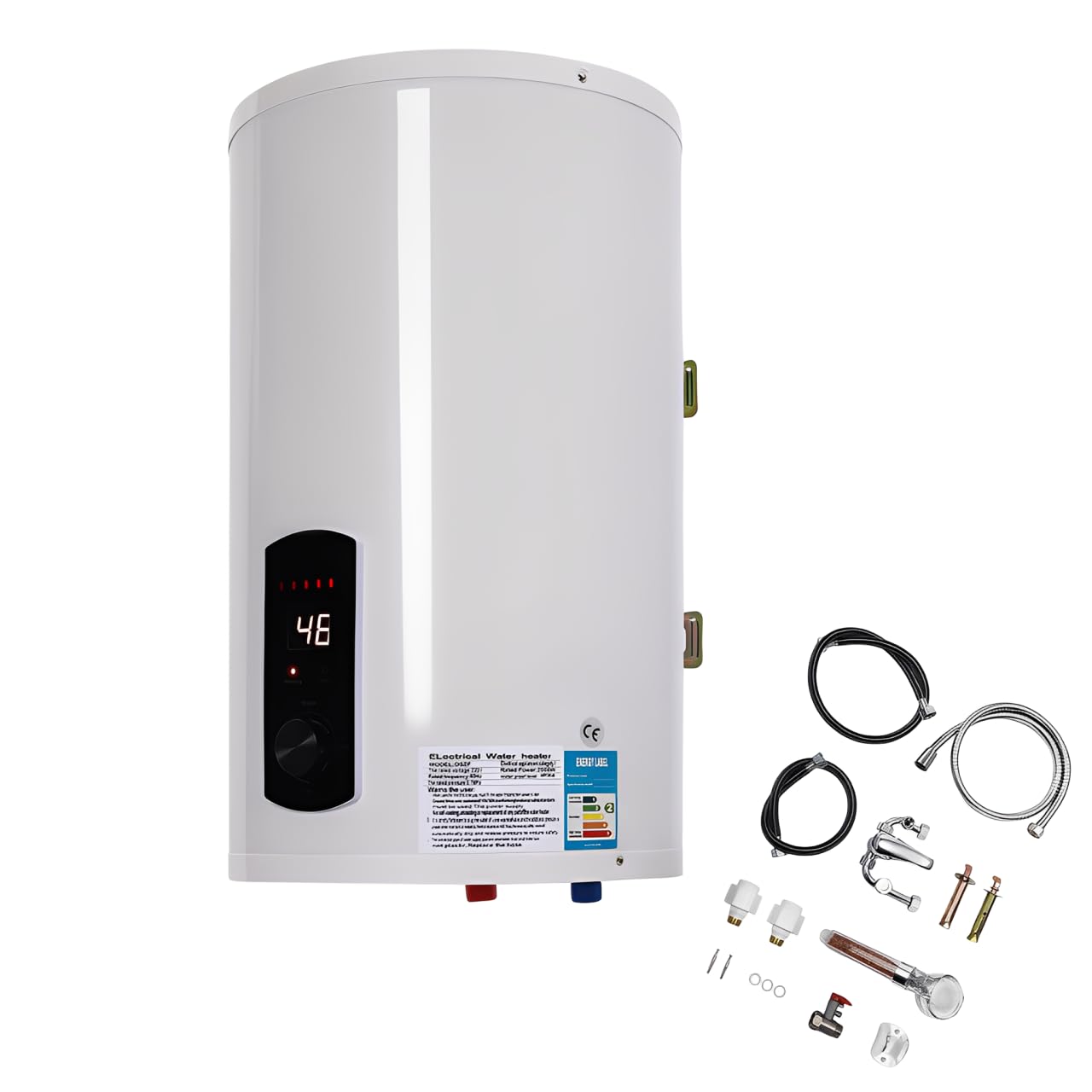 Elektryczny zbiornik ciepłej wody, bojler, podgrzewacz wody z słuchawką prysznicową i wężem, 2,0 kW, 220 V, łatwa obsługa, ekran LED (30 l)