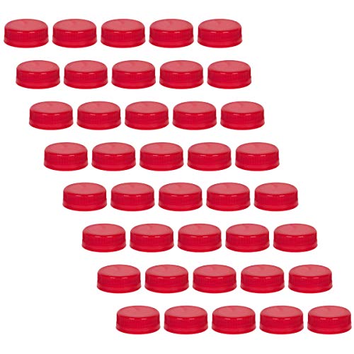 40 Red Plastic Bottle Caps with Tamper Evident Lids for 4, 8, 12, 16 and 32 oz Empty Plastic Bottles